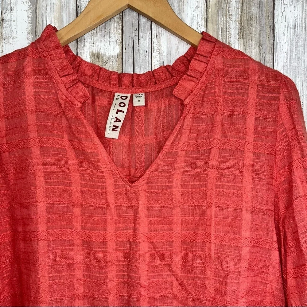 Dolan Left Coast Tandy Ruffle Blouse Peachy Pink Women’s Size Medium - Picture 4 of 5